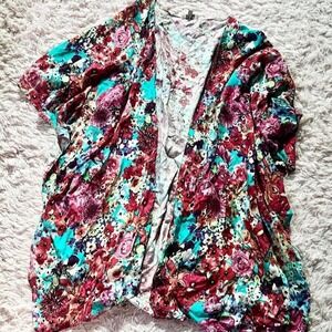 Boho Colorful Floral Whimsical Flowy Cottage Core Layering Cardigan Womens M